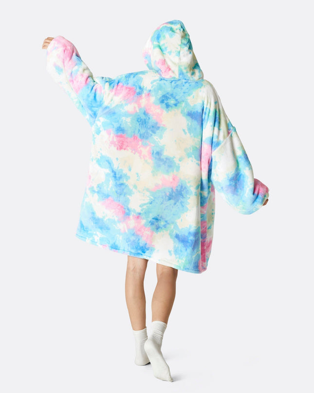 Sweat à capuche bleu tie-dye HappyHoodie - Vêtements d'intérieur élégants