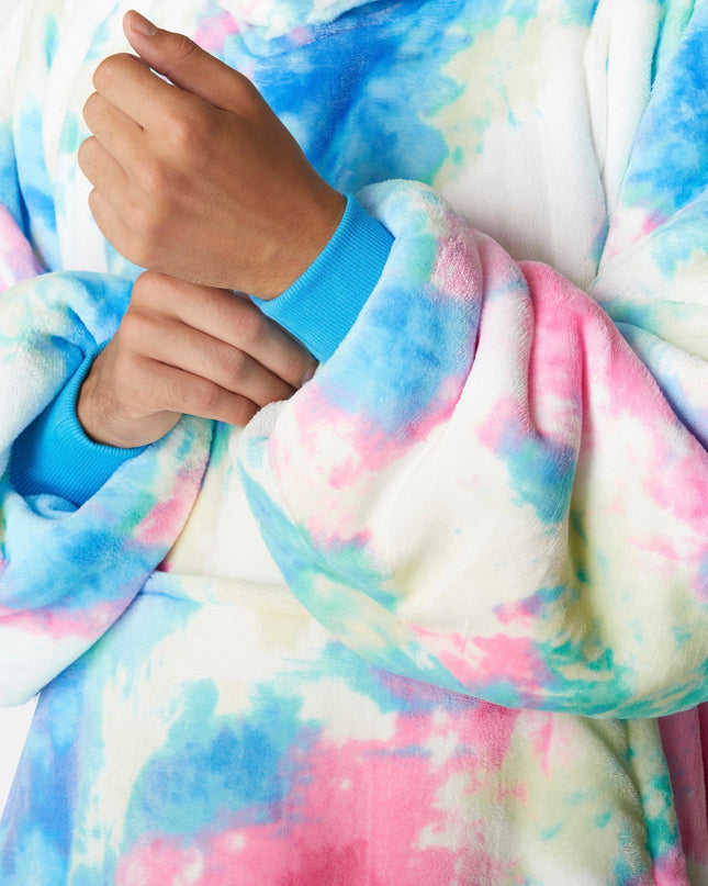 Sweat à capuche bleu tie-dye HappyHoodie - Vêtements d'intérieur élégants