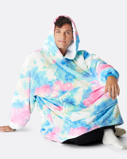 Sweat à capuche bleu tie-dye HappyHoodie - Vêtements d'intérieur élégants