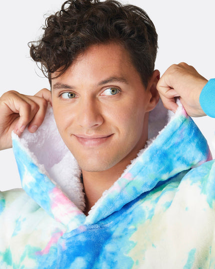 Sweat à capuche bleu tie-dye HappyHoodie - Vêtements d'intérieur élégants
