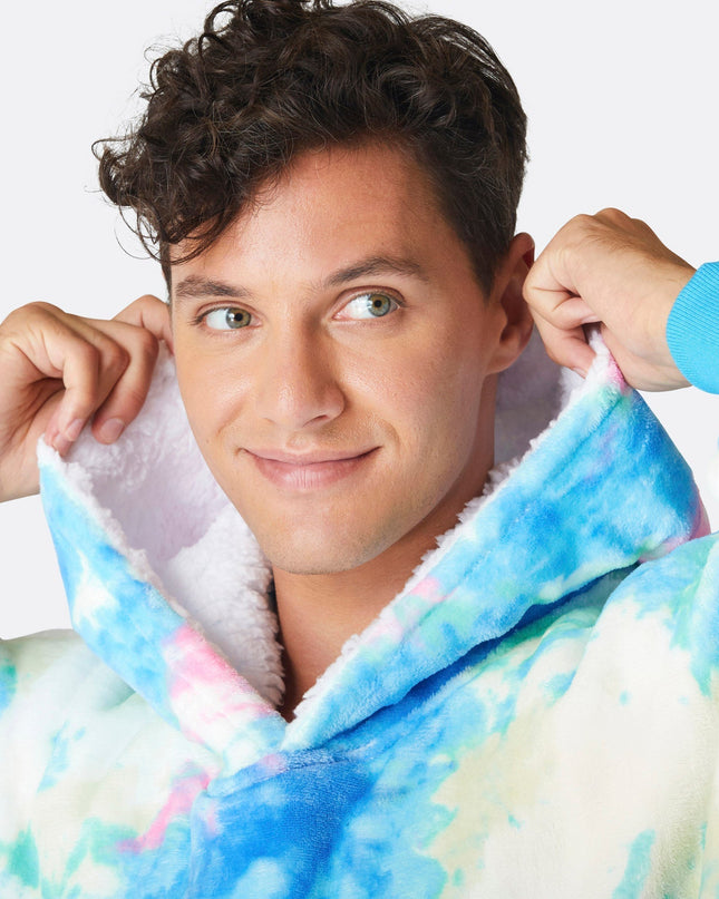 Sweat à capuche bleu tie-dye HappyHoodie - Vêtements d'intérieur élégants