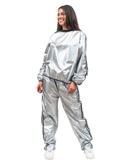 Ensemble haut et pantalon de sport argenté brillant Todd &amp; Margo