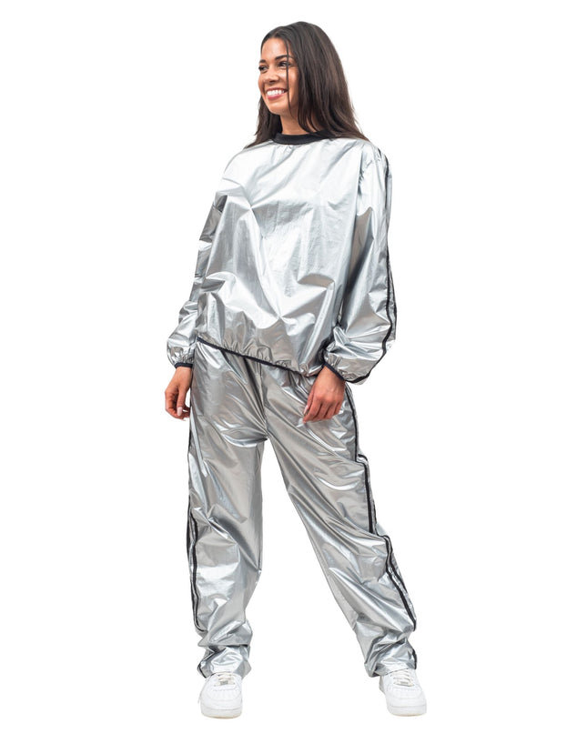 Ensemble haut et pantalon de sport argenté brillant Todd &amp; Margo