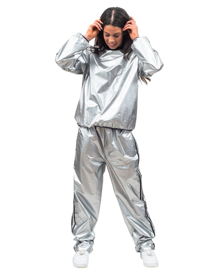 Ensemble haut et pantalon de sport argenté brillant Todd &amp; Margo