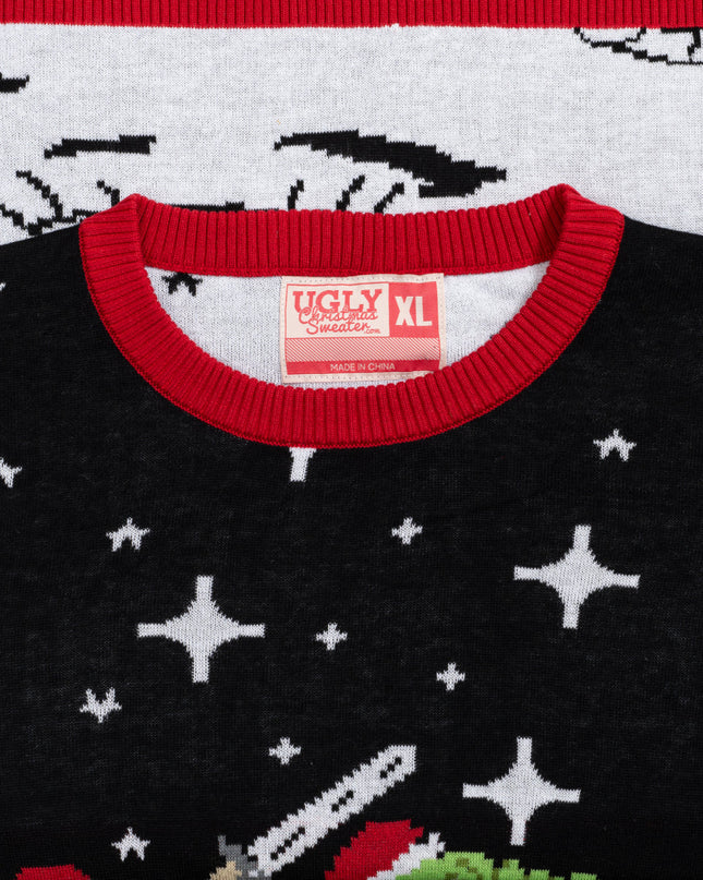 Pull de Noël moche avec le Père Noël chevauchant un T-Rex