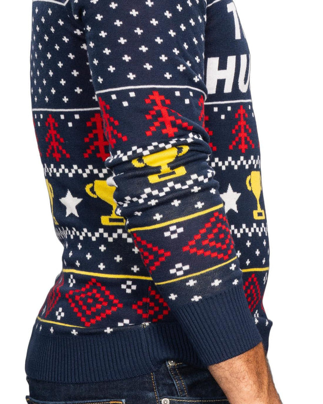 Pull de Noël moche tricoté par un mari trophée drôle