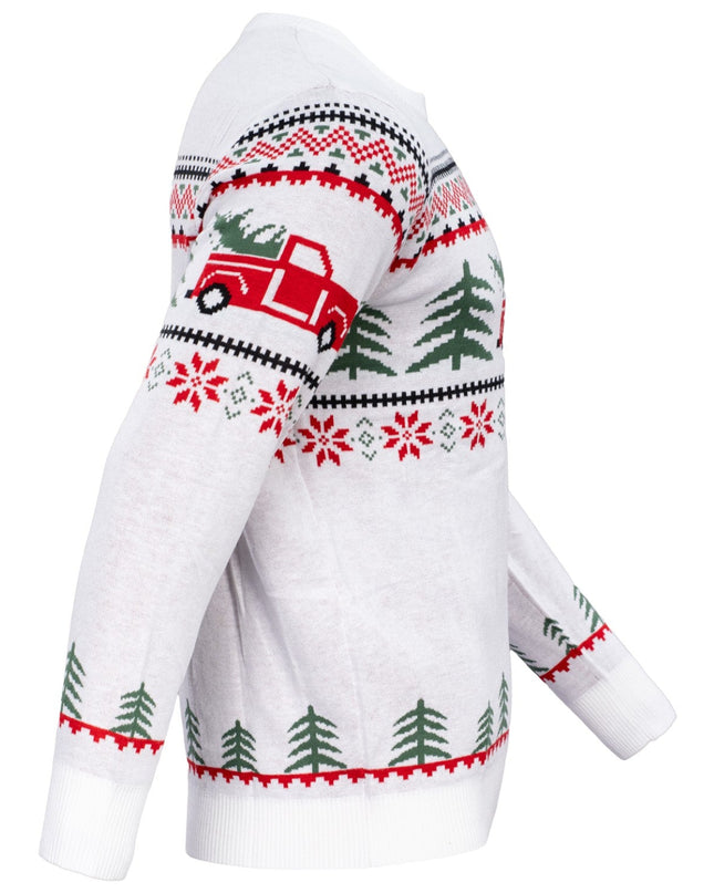 Pull de Noël moche unisexe Arnold Truck et sapins