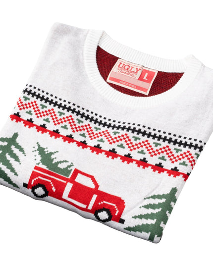 Pull de Noël moche unisexe Arnold Truck et sapins