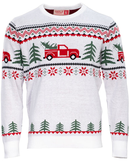 Pull de Noël moche unisexe Arnold Truck et sapins