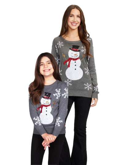 Mommy & Me Sequined Snow Day Ugly Christmas Sweaters