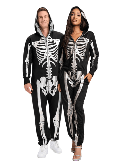 Matching Shimmer Skeleton Couples Costumes