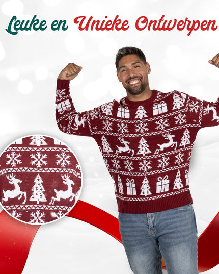 Pull de Noël Marius pour femme, couleur bordeaux rouge douillet