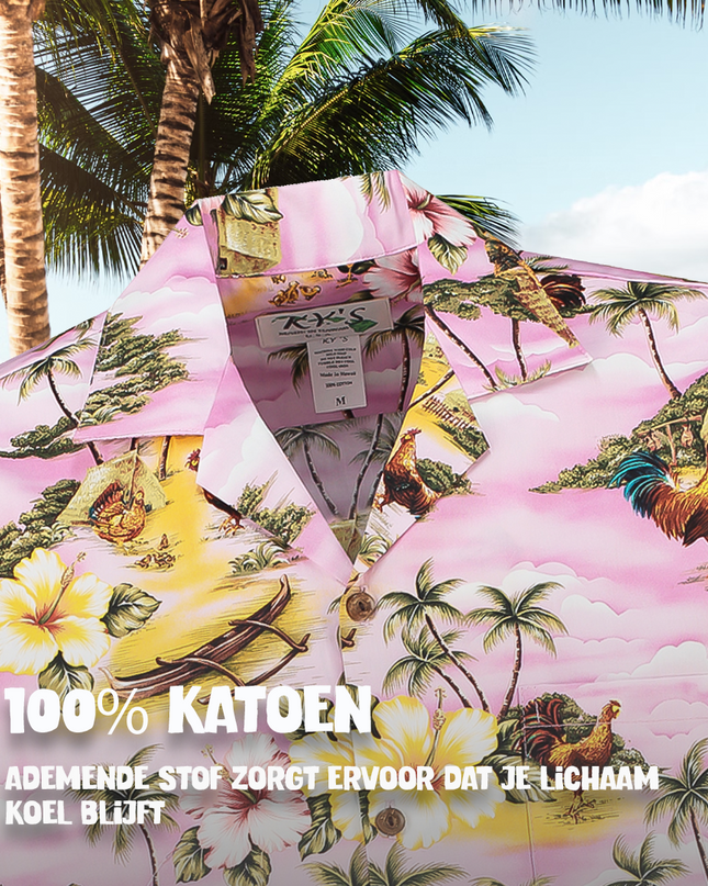 Chemise hawaïenne sur le thème de l'aventure insulaire