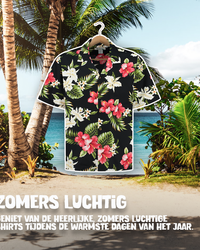 Chemise hawaïenne à fleurs tropicales pour hommes