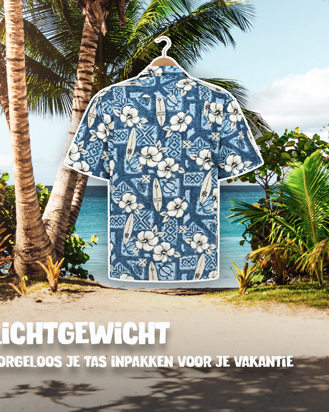 Chemise hawaïenne bleue Hibiscus Surfboards