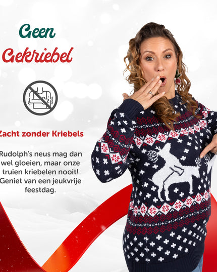 Pull de Noël Marius pour femme avec motif de rennes jouant