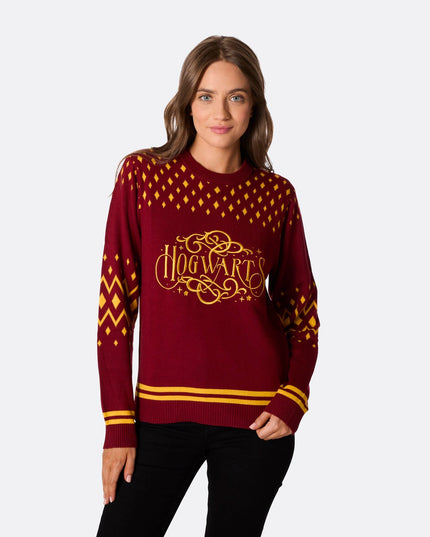 Pull de Noël Poudlard pour femme, pour des fêtes magiques
