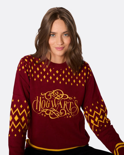 Pull de Noël Poudlard pour femme, pour des fêtes magiques
