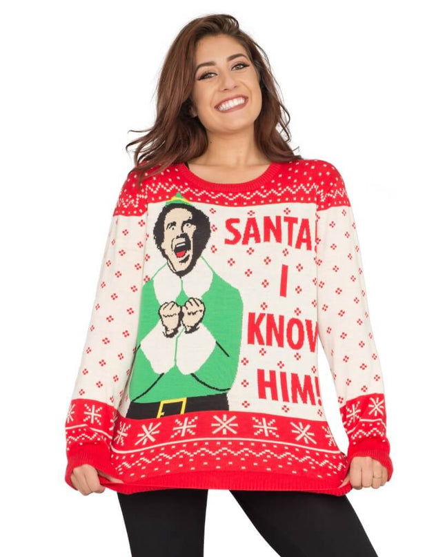 Pull de Noël pour femme « Elfe Buddy Santa Je le connais »