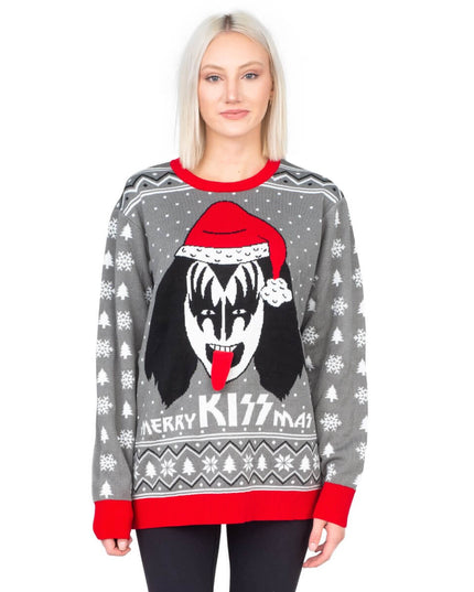 Pull de Noël moche à volants « Merry Kissmas » pour femmes