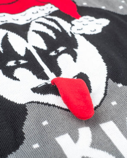 Pull de Noël moche à volants « Merry Kissmas » pour femmes