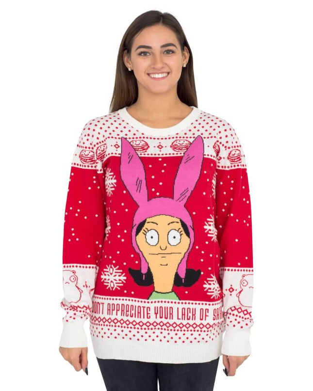 Pull de Noël moche pour femmes Bob's Burgers Louise Sarcasme