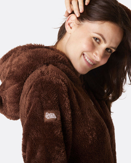 Grenouillère ours en peluche marron pour femme