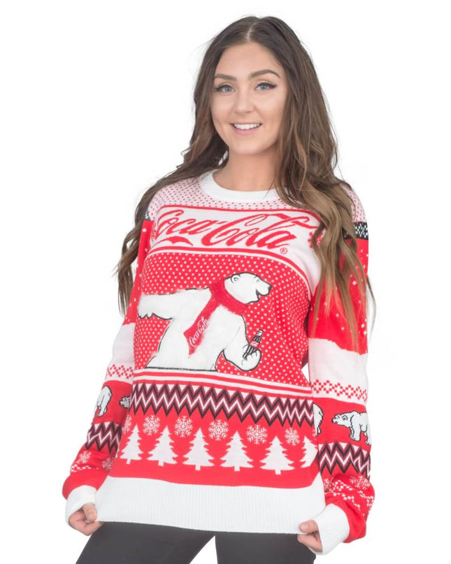Pull de Noël moche Coca-Cola Ours Polaire pour femmes