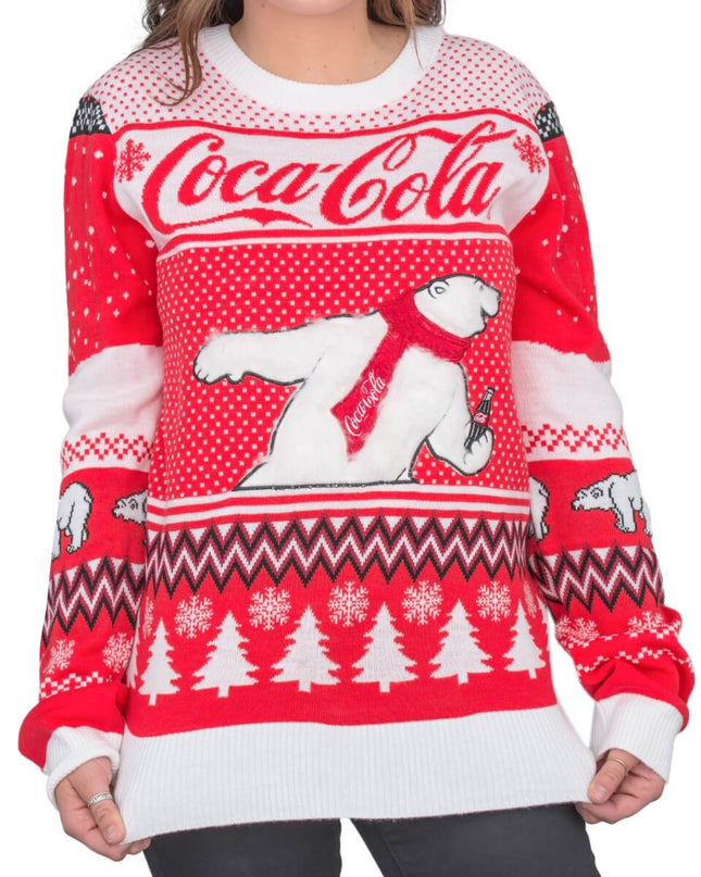 Pull de Noël moche Coca-Cola Ours Polaire pour femmes
