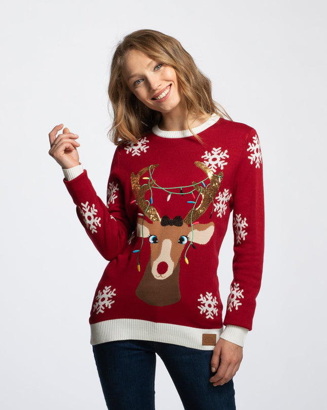 Pull de Noël mignon à motif renne pour femme