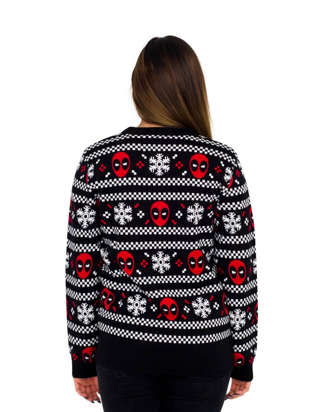 Pull moche à rayures de neige Deadpool pour femmes
