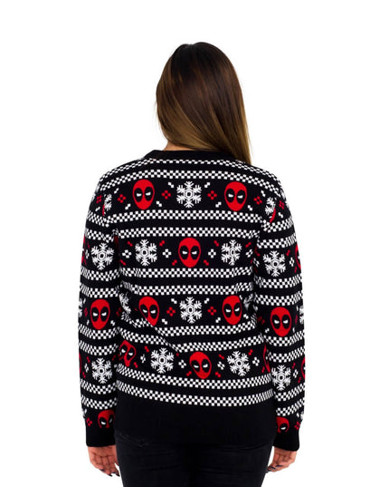 Pull moche à rayures de neige Deadpool pour femmes