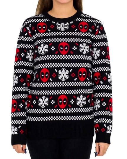 Pull moche à rayures de neige Deadpool pour femmes