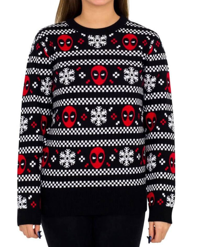 Pull moche à rayures de neige Deadpool pour femmes