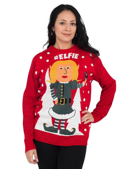 Pull de Noël moche pour femmes avec le hashtag #Elfie