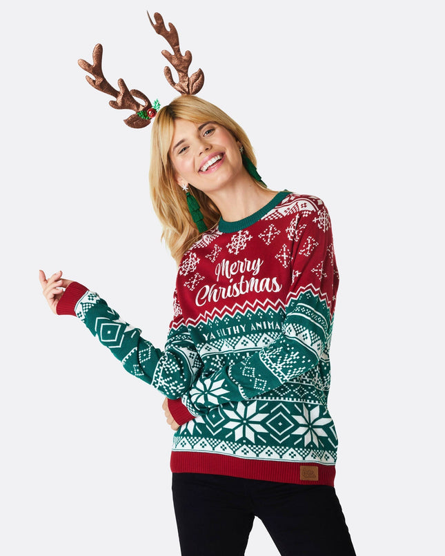 Pull de Noël pour femme à motifs d'animaux sales