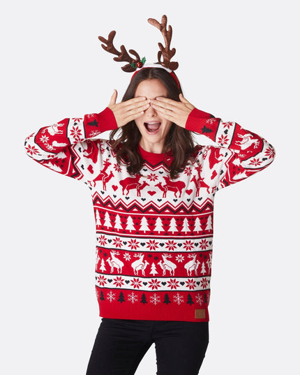 Pull de Noël humoristique pour femmes avec des rennes qui s'accouplent