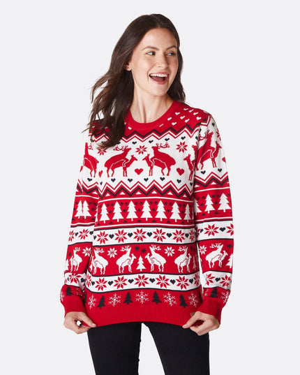 Pull de Noël humoristique pour femmes avec des rennes qui s'accouplent