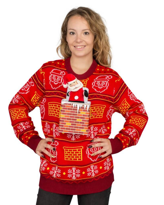 Pull de Noël moche pour femme, motif Père Noël 3D Jack in the Box