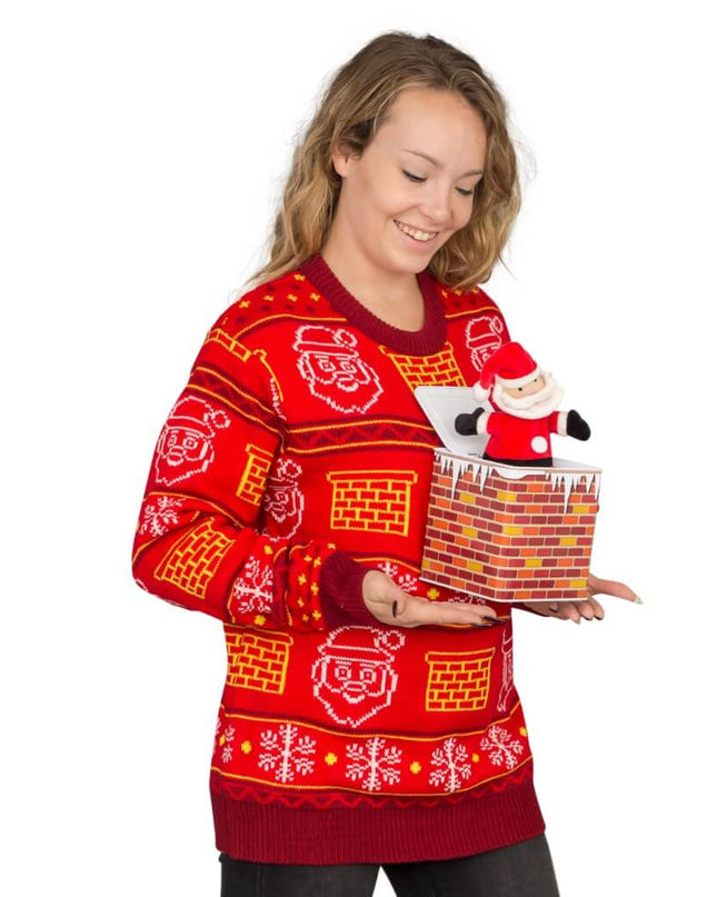 Pull de Noël moche pour femme, motif Père Noël 3D Jack in the Box