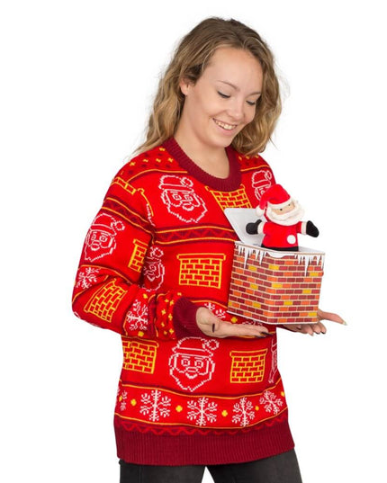 Pull de Noël moche pour femme, motif Père Noël 3D Jack in the Box