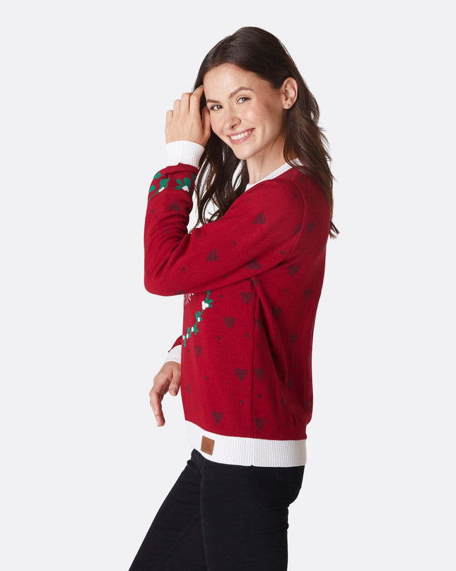 Pull de Noël en gui pour femme