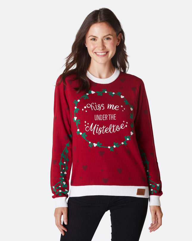 Pull de Noël en gui pour femme