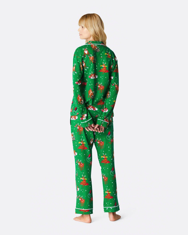 Pyjama de Noël pour femme avec col à motif de renne