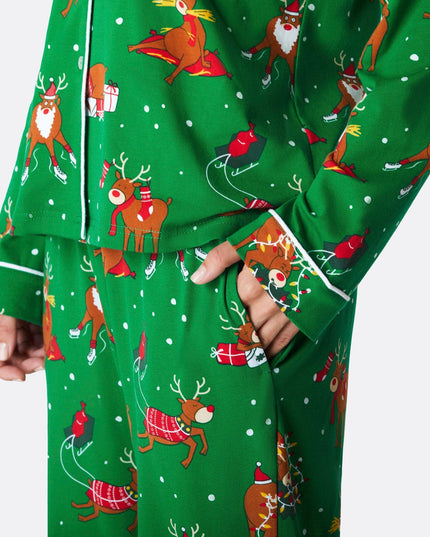 Pyjama de Noël pour femme avec col à motif de renne