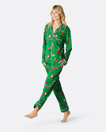Pyjama de Noël pour femme avec col à motif de renne