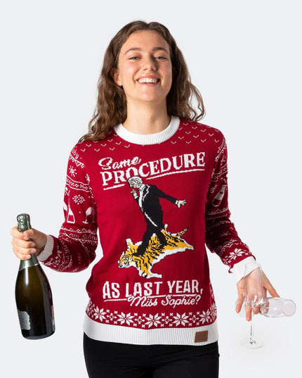 Pull de Noël rouge pour femme, 90e anniversaire