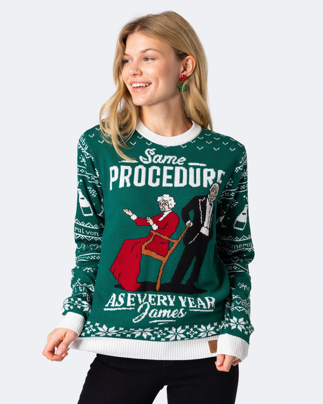 Pull de Noël vert pour femme, pour le 90e anniversaire