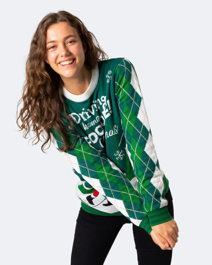 Pull de Noël pour femme avec motif de golfeuse et Père Noël