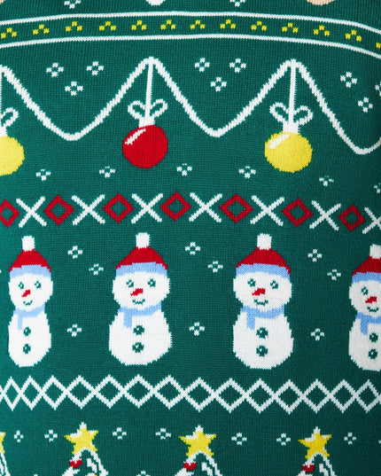 Pull de Noël vert rayé pour femme